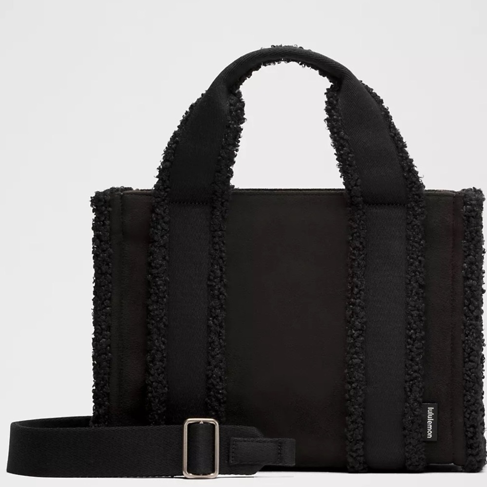 Lululemon Black Boxy Mini Tote Faux Shearling Bag - Picture 2 of 7